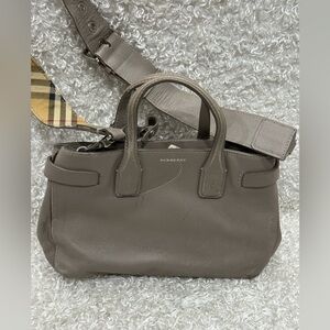Burberry House Check Leather Banner Top Handle Bag